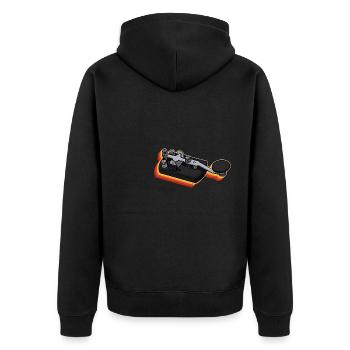Funker Hobby Mörser Morse Radio Amateurfunk - Unisex Premium Bio Zip Hoodie - Schwarz - Hinten - Nico (187cm)
