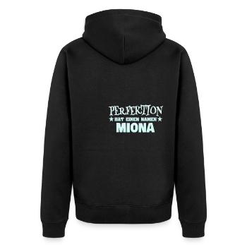 Frauenname Miona - Unisex Premium Bio Zip Hoodie - Schwarz - Hinten - Nico (187cm)