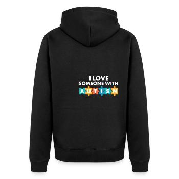 I Love Someone With Autism Awareness Month Puzzle - Unisex Premium Organic Zip Hoodie - black - Back - Nico (187cm)