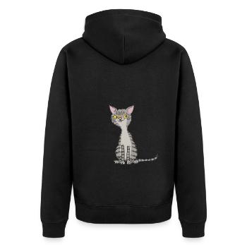 LUZIE - Unisex Premium Bio Zip Hoodie - Schwarz - Hinten - Nico (187cm)