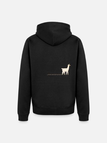 Cute Alpaca Waddling Paws Footprints - Unisex Premium Organic Zip Hoodie - black