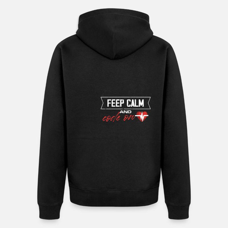 keep calm and code on - Unisex Premium Bio Zip Hoodie - Schwarz
