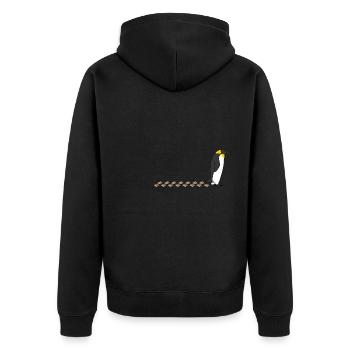Cute Penguin Waddling Snow Wildlife Footprint - Unisex Premium Organic Zip Hoodie - black - Back - Nico (187cm)
