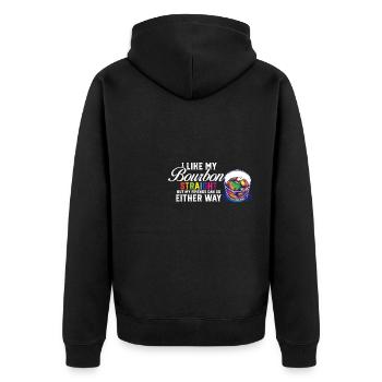 LGBT Proud Ally I Like My Bourbon Straight LGBTQ - Unisex Premium Organic Zip Hoodie - black - Back - Nico (187cm)