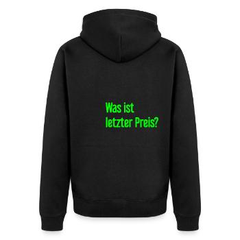 Quel est le dernier prix ? - Veste à capuche bio Premium Unisexe - noir - Dos - Nico (187cm)