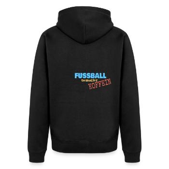 Fussball - Unisex Premium Bio Zip Hoodie - Schwarz - Hinten - Nico (187cm)