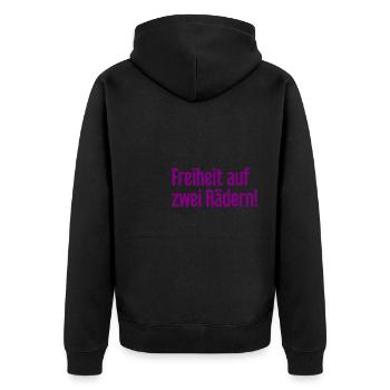 Freedom on Two Wheels - Cyclist Design - Unisex Premium Organic Zip Hoodie - black - Back - Nico (187cm)