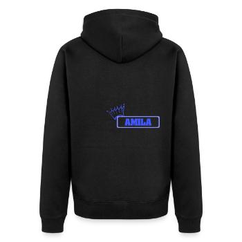 Schwester Amila - Unisex Premium Bio Zip Hoodie - Schwarz - Hinten - Nico (187cm)