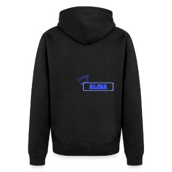 Alina - Unisex Premium Bio Zip Hoodie - Schwarz - Hinten - Nico (187cm)