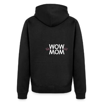 Wow Mom Mother's Day - Unisex Premium Organic Zip Hoodie - black - Back - Nico (187cm)