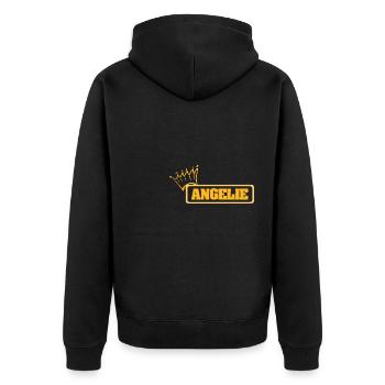 First name Angelie - Unisex Premium Organic Zip Hoodie - black - Back - Nico (187cm)