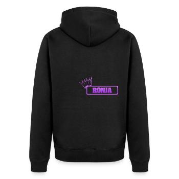 Schwester Ronja - Unisex Premium Bio Zip Hoodie - Schwarz - Hinten - Nico (187cm)