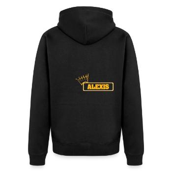 Name Alexis - Unisex Premium Bio Zip Hoodie - Schwarz - Hinten - Nico (187cm)