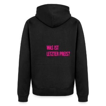 Quel est le dernier prix ? - Veste à capuche bio Premium Unisexe - noir - Dos - Nico (187cm)
