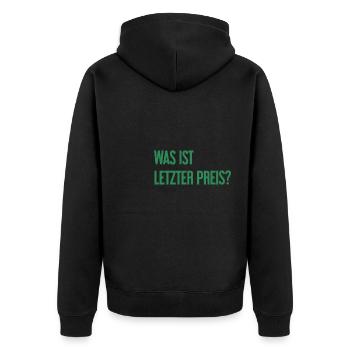 Quel est le dernier prix ? - Veste à capuche bio Premium Unisexe - noir - Dos - Nico (187cm)