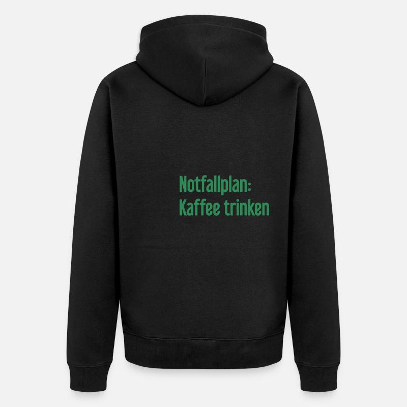 Kaffee-Notfallplan - Unisex Premium Bio Zip Hoodie - Schwarz
