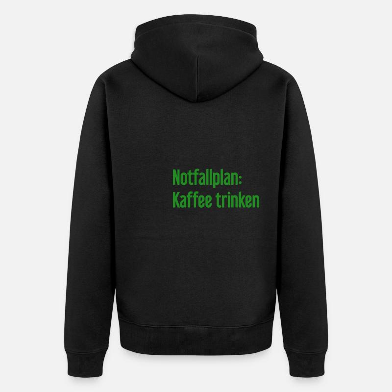 Kaffee-Notfallplan - Unisex Premium Bio Zip Hoodie - Schwarz