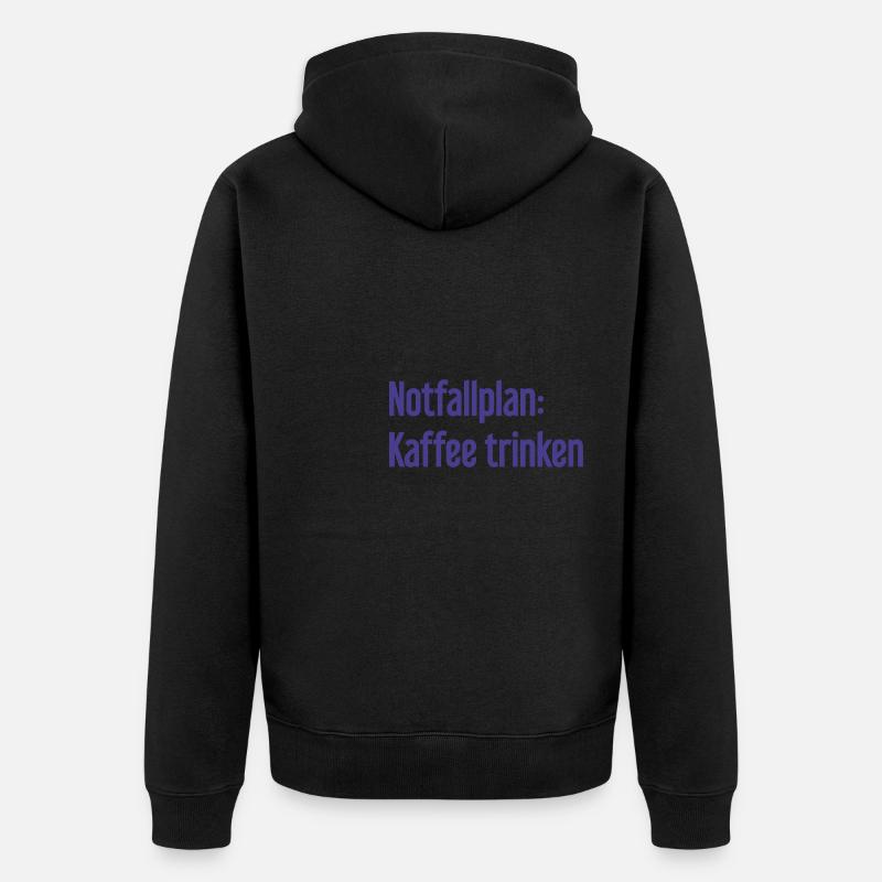 Kaffee-Notfallplan - Unisex Premium Bio Zip Hoodie - Schwarz