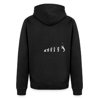 Evolution Tennis White Grunge - Unisex Premium Bio Zip Hoodie - Schwarz - Hinten - Nico (187cm)
