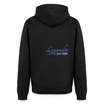 Heldin 1993 - Unisex Premium Bio Zip Hoodie - Schwarz - Hinten - Nico (187cm)