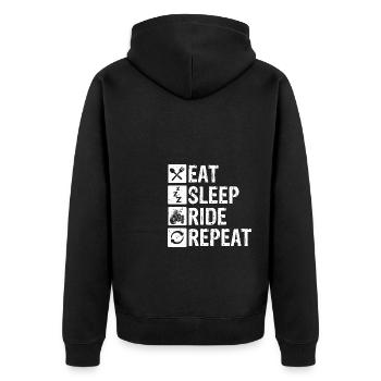 Glück Sportfan Essen Bikelovers Motorrad Motiv Ges - Unisex Premium Bio Zip Hoodie - Schwarz - Hinten - Nico (187cm)