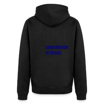 Lebenskünstler im Einsatz - Unisex Premium Bio Zip Hoodie - Schwarz - Hinten - Nico (187cm)