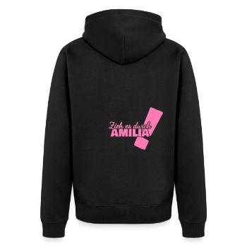 Prénom Amilia - Veste à capuche bio Premium Unisexe - noir - Dos - Nico (187cm)