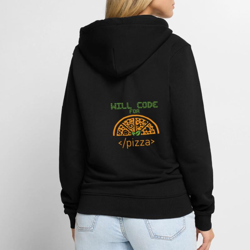 Will code for Pizza Programmer Nerd Developer Unisex Premium Organic Zip Hoodie