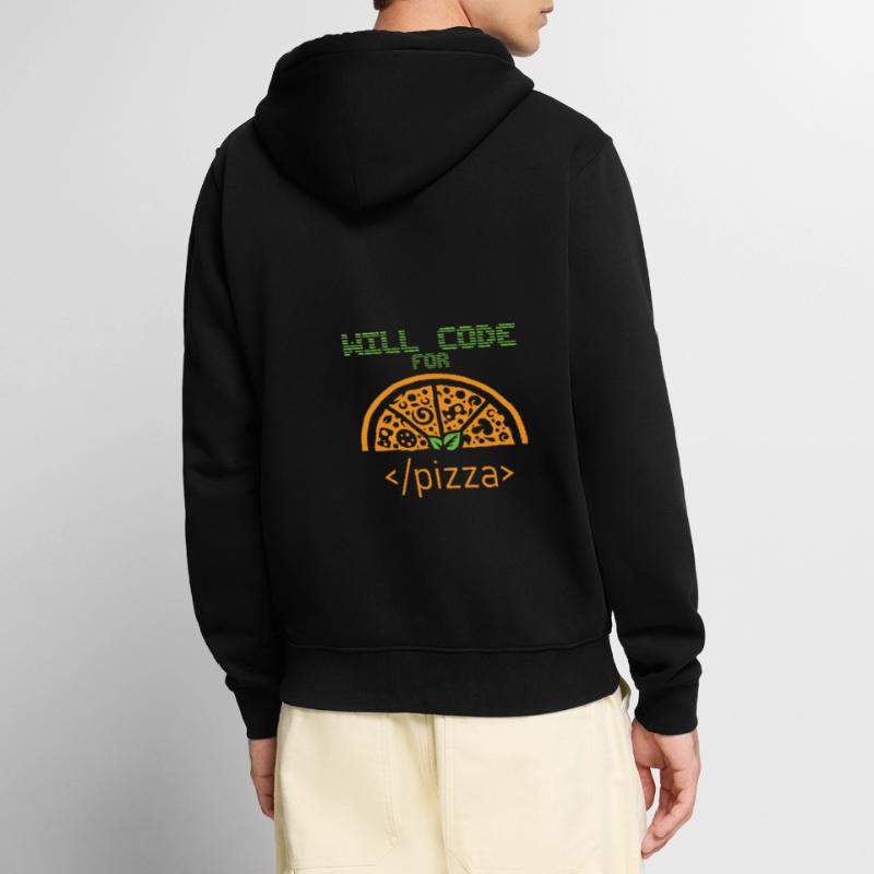 Codera pour Pizza Programmer Nerd Developer Veste à capuche bio Premium Unisexe