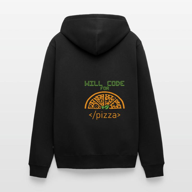 Will code for Pizza Programmer Nerd Developer Unisex Premium Organic Zip Hoodie