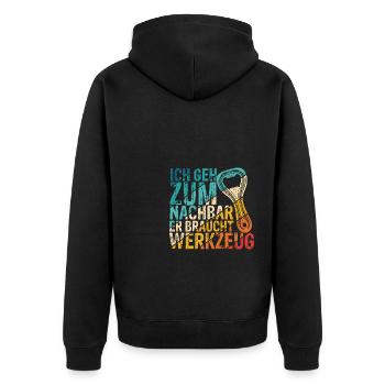 Einweihungsparty Bier Umzug Geschenk für Lieblings - Unisex Premium Bio Zip Hoodie - Schwarz - Hinten - Nico (187cm)