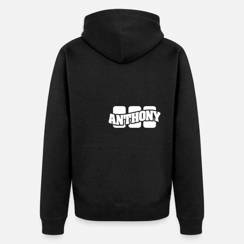 Nom : Anthony - Veste à capuche bio Premium Unisexe - noir
