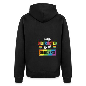 LBGT Flag Gay Pride Human Distracted by all - Unisex Premium Organic Zip Hoodie - black - Back - Nico (187cm)