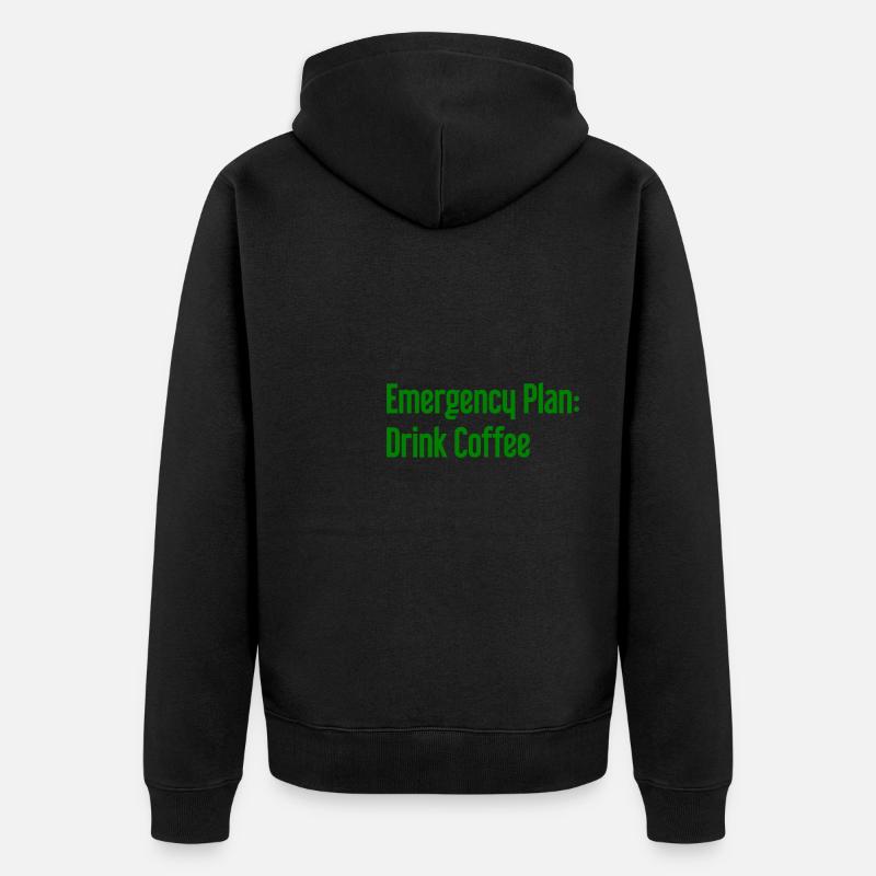 Kaffee-Notfallplan - Unisex Premium Bio Zip Hoodie - Schwarz
