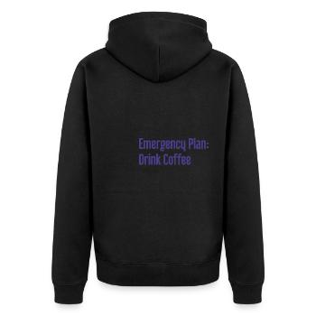 Kaffee-Notfallplan - Unisex Premium Bio Zip Hoodie - Schwarz - Hinten - Nico (187cm)