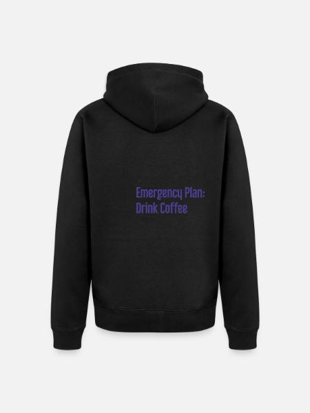 Coffee Contingency Plan - Unisex Premium Organic Zip Hoodie - black