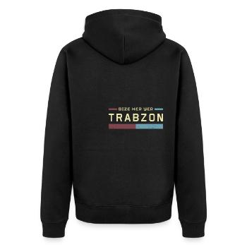 Trabzon Türken Trabzonlu Memleket Urlaub - Unisex Premium Bio Zip Hoodie - Schwarz - Hinten - Nico (187cm)