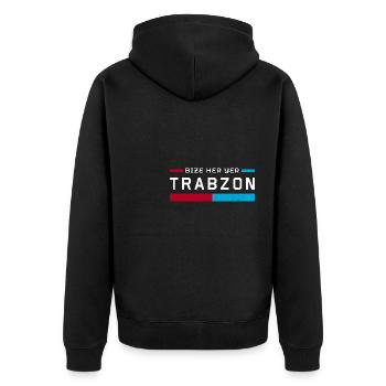Trabzon Türken Trabzonlu Memleket Urlaub - Unisex Premium Bio Zip Hoodie - Schwarz - Hinten - Nico (187cm)