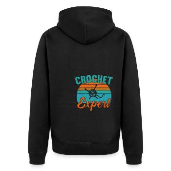 Crochet Expert / Häkeln - Unisex Premium Bio Zip Hoodie - Schwarz - Hinten - Nico (187cm)