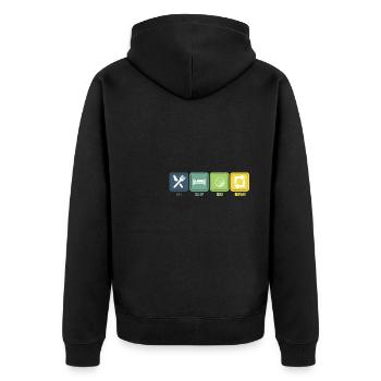 Golf Geschenk Witz Golfspieler Golfer - Unisex Premium Bio Zip Hoodie - Schwarz - Hinten - Nico (187cm)