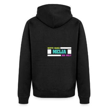 Mutter Melia - Unisex Premium Bio Zip Hoodie - Schwarz - Hinten - Nico (187cm)