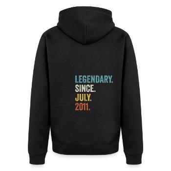 Legendary Since July 2011 11. Geburtstag - Unisex Premium Bio Zip Hoodie - Schwarz - Hinten - Nico (187cm)