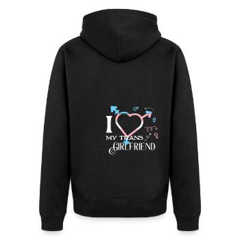LBGT Flag Gay Pride J’aime ma petite amie trans - Veste à capuche bio Premium Unisexe - noir - Dos - Nico (187cm)