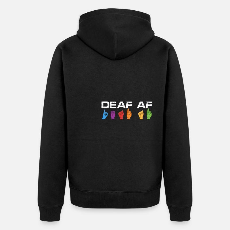 Deaf Af | Deaf Pride - Unisex Premium Bio Zip Hoodie - Schwarz