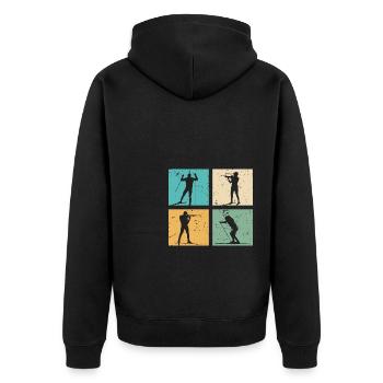 Biathlon Skifahren Ski Langlauf Biathlet Geschenk - Unisex Premium Bio Zip Hoodie - Schwarz - Hinten - Nico (187cm)