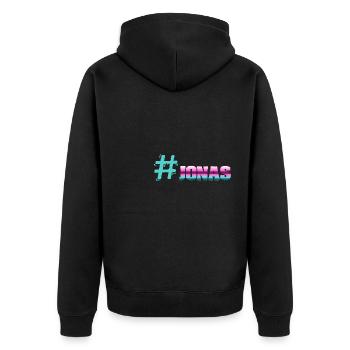 Hashtag Jonas - Unisex Premium Bio Zip Hoodie - Schwarz - Hinten - Nico (187cm)
