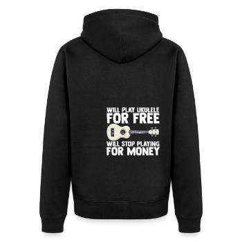Ukulele Gitarre Musik Musiker Gitarrist Geschenk f - Unisex Premium Bio Zip Hoodie - Schwarz - Hinten - Nico (187cm)