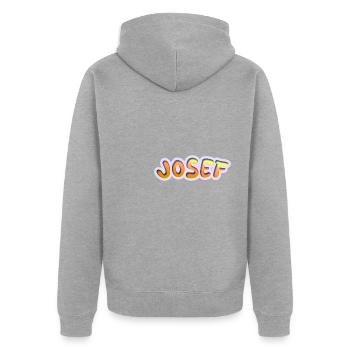 Don pour Joseph - Veste à capuche bio Premium Unisexe - gris chiné - Dos - Nico (187cm)