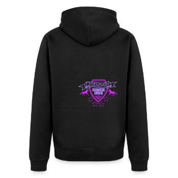 Reiten 1958 - Unisex Premium Bio Zip Hoodie - Schwarz - Hinten - Nico (187cm)