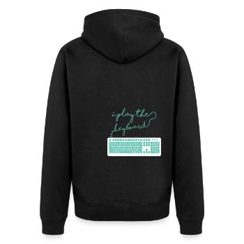 I play the Keyboard funny Programmer Hacker - Unisex Premium Bio Zip Hoodie - Schwarz - Hinten - Nico (187cm)